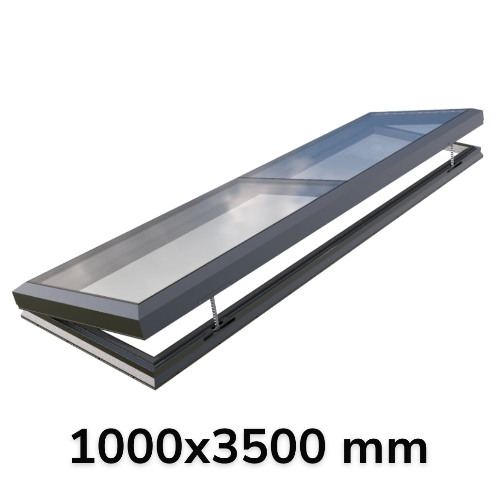 1000 x 3500 mm Electric Opening Glass Link Modular Skylight (0 Fixed 1 Opening)