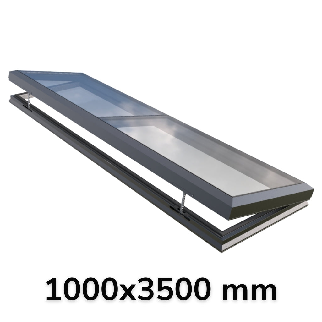 1000 x 3500 mm Electric Opening Glass Link Modular Skylight (0 Fixed 1 Opening)