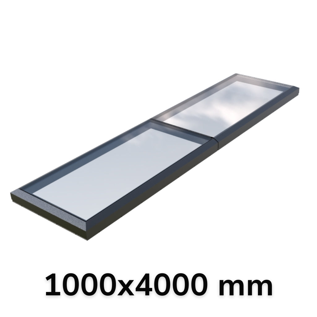 1000 x 4000 mm Fixed Glass Link Modular Skylight (2 Fixed 0 Opening)