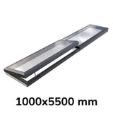 1000 x 5500 mm Electric Opening Glass Link Modular Skylight (1 Fixed 1 Opening)