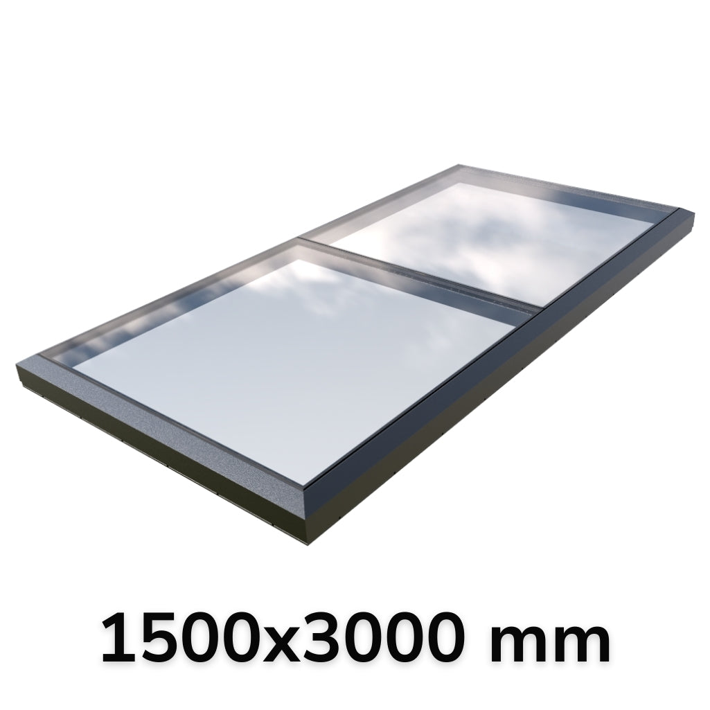 1500 x 3000 mm Fixed Glass Link Modular Skylight (1 Fixed 0 Opening)