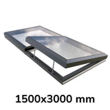 1500 x 3000 mm Electric Opening Glass Link Modular Skylight (1 Fixed 1 Opening)