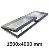 1500 x 4000 mm Electric Opening Glass Link Modular Skylight (1 Fixed 1 Opening)