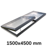 1500 x 4500 mm Electric Opening Glass Link Modular Skylight (1 Fixed 1 Opening)