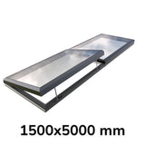 1500 x 5000 mm Electric Opening Glass Link Modular Skylight (1 Fixed 1 Opening)