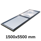 1500 x 5500 mm Fixed Glass Link Modular Skylight (2 Fixed 0 Opening)