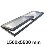 1500 x 5500 mm Electric Opening Glass Link Modular Skylight (1 Fixed 1 Opening)