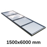 1500 x 6000 mm Fixed Glass Link Modular Skylight (2 Fixed 0 Opening)