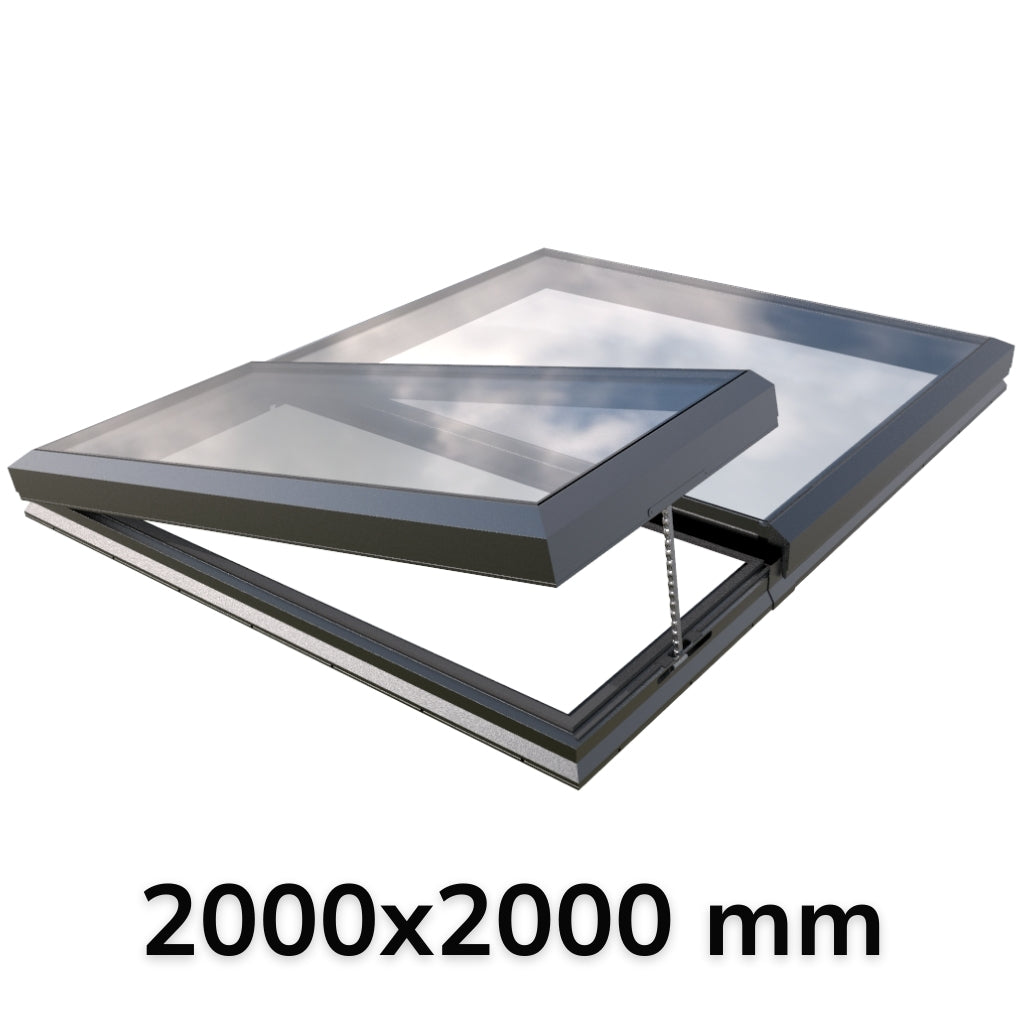 2000 x 2000 mm Electric Opening Glass Link Modular Skylight (1 Fixed 1 Opening)