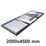 2000 x 4500 mm Electric Opening Glass Link Modular Skylight (2 Fixed 1 Opening)