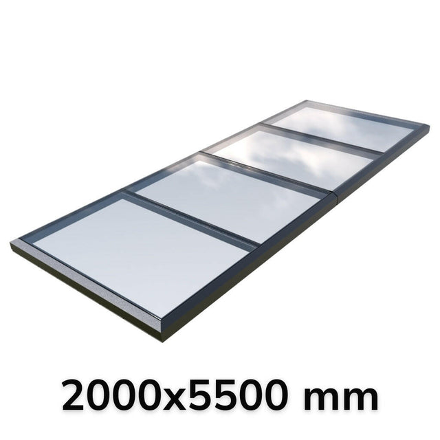 2000 x 5500 mm Fixed Glass Link Modular Skylight (2 Fixed 0 Opening).