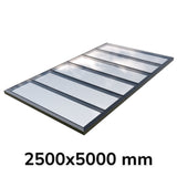 2500 x 5000 mm Fixed Glass Link Modular Skylight (3 Fixed 0 Opening)