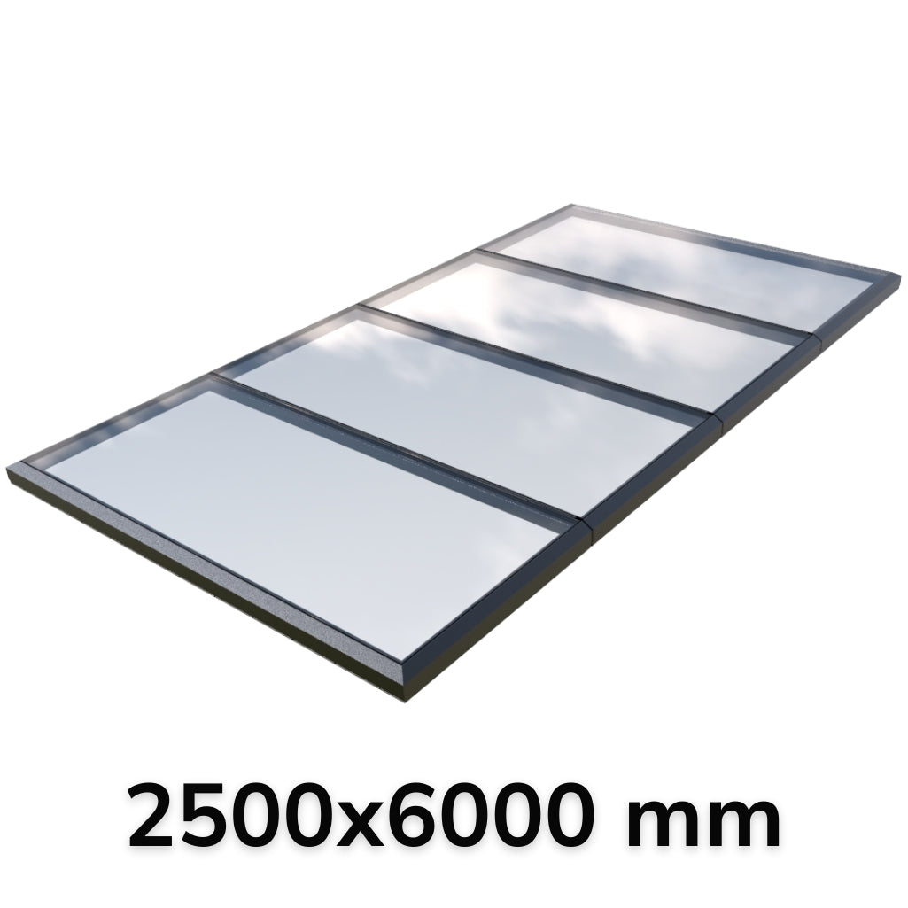 2500 x 6000 mm Fixed Glass Link Modular Skylight (4 Fixed 0 Opening)