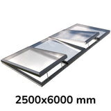 2500 x 6000 mm Electric Opening Glass Link Modular Skylight (2 Fixed 2 Opening)