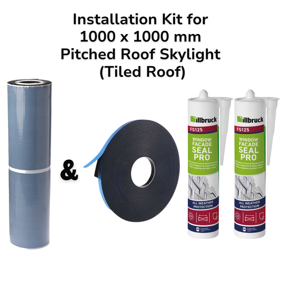 1000 x 1000 mm Pitched Roof Skylight (Tiled Roof) Installation Kit