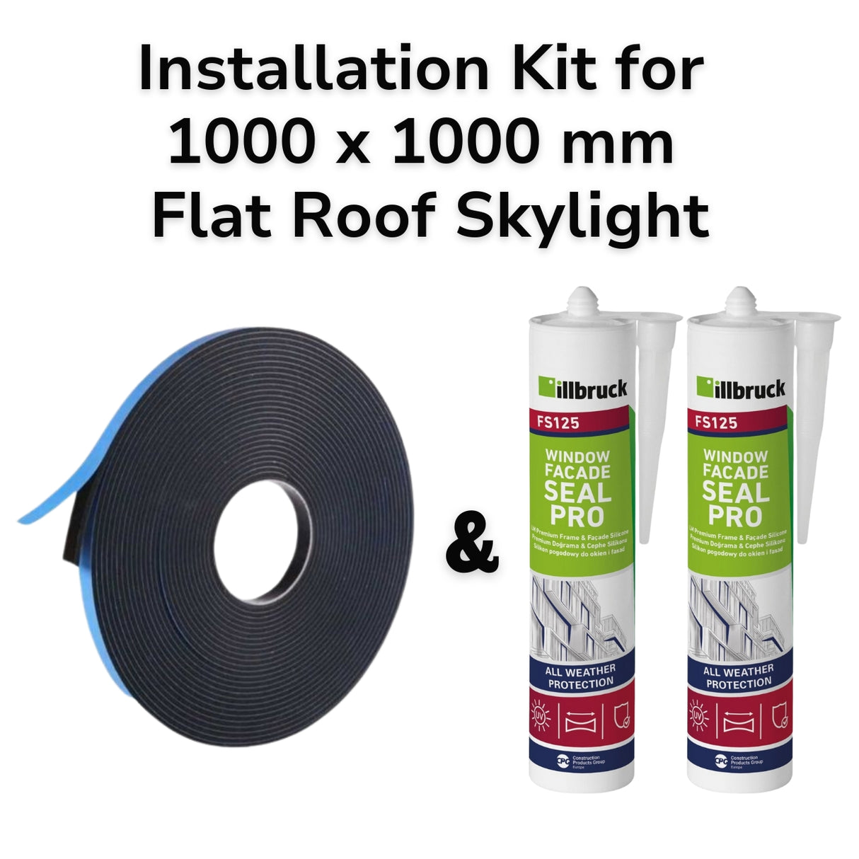 1000 x 1000 mm Flat Roof Skylight Installation Kit