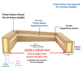 1000 x 1000 mm Insulated Upstand for Flat Roof Skylight