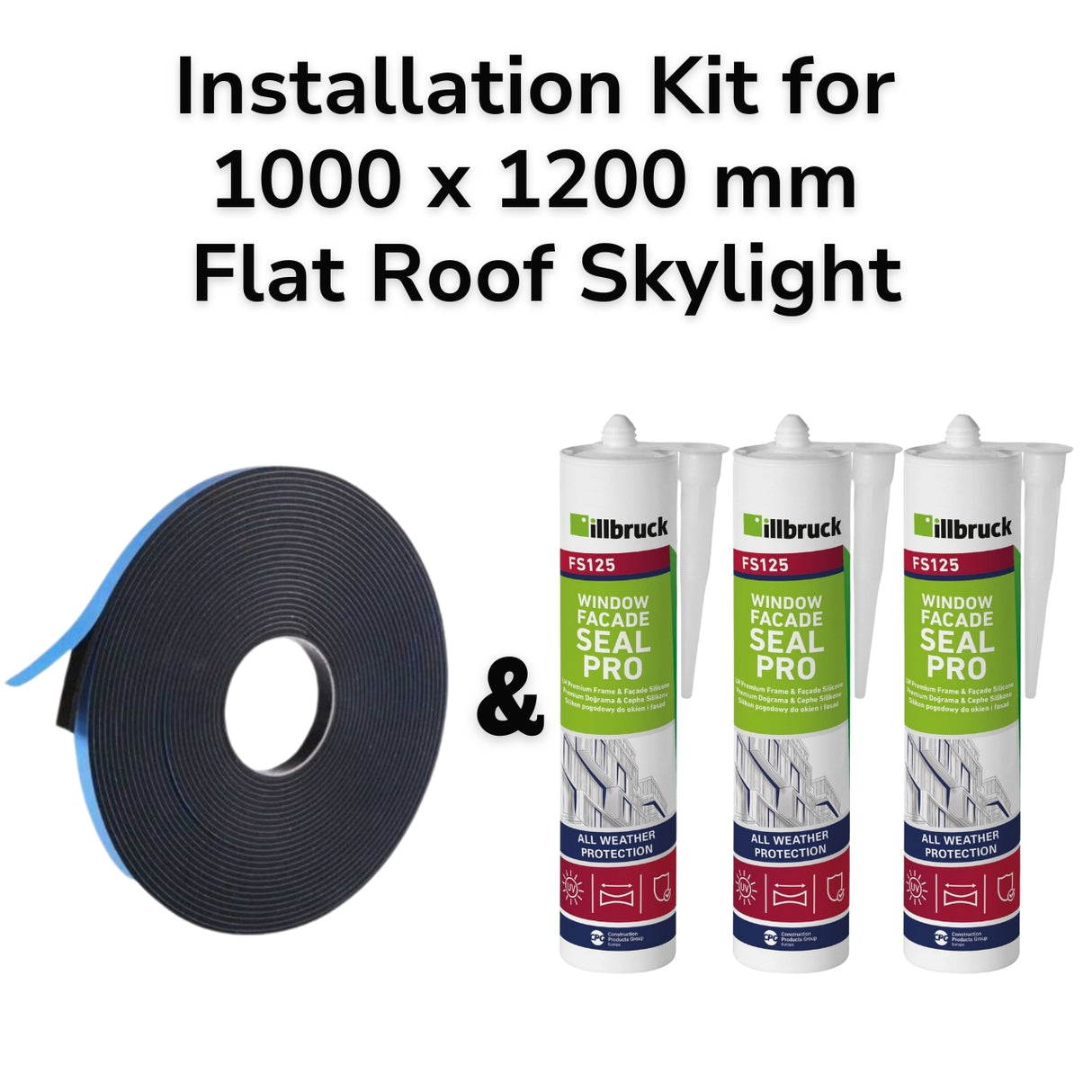 1000 x 1200 mm Flat Roof Skylight Installation Kit