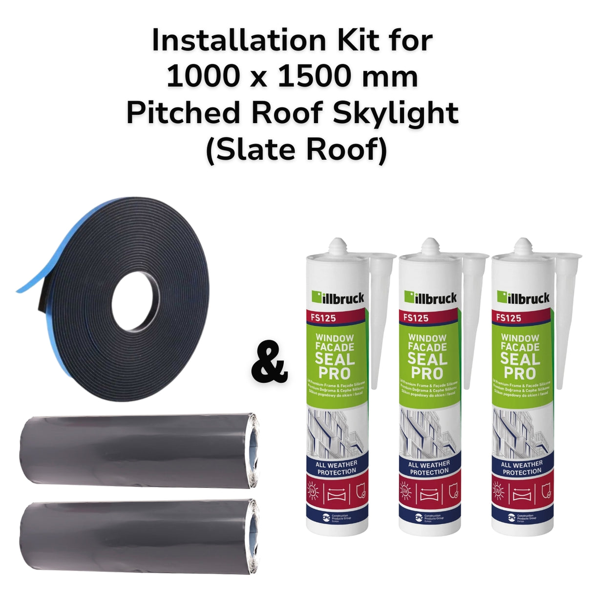 1000 x 1500 mm Pitched Roof Skylight (Slate Roof) Installation Kit