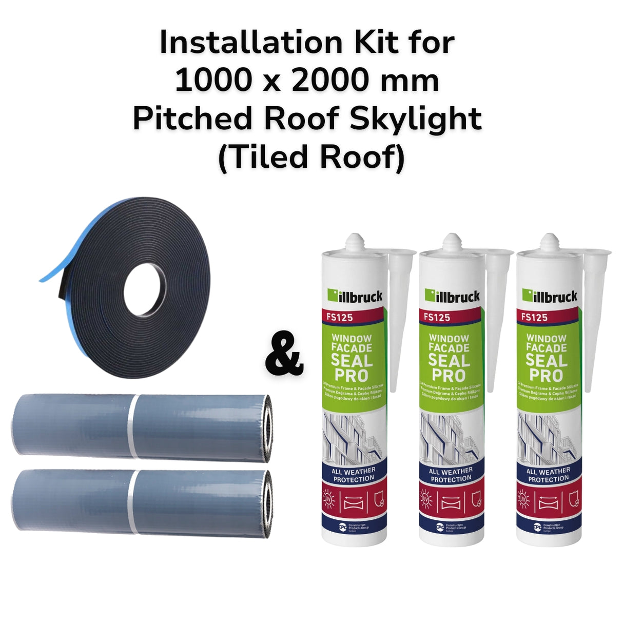 1000 x 2000 mm Pitched Roof Skylight (Tiled Roof) Installation Kit