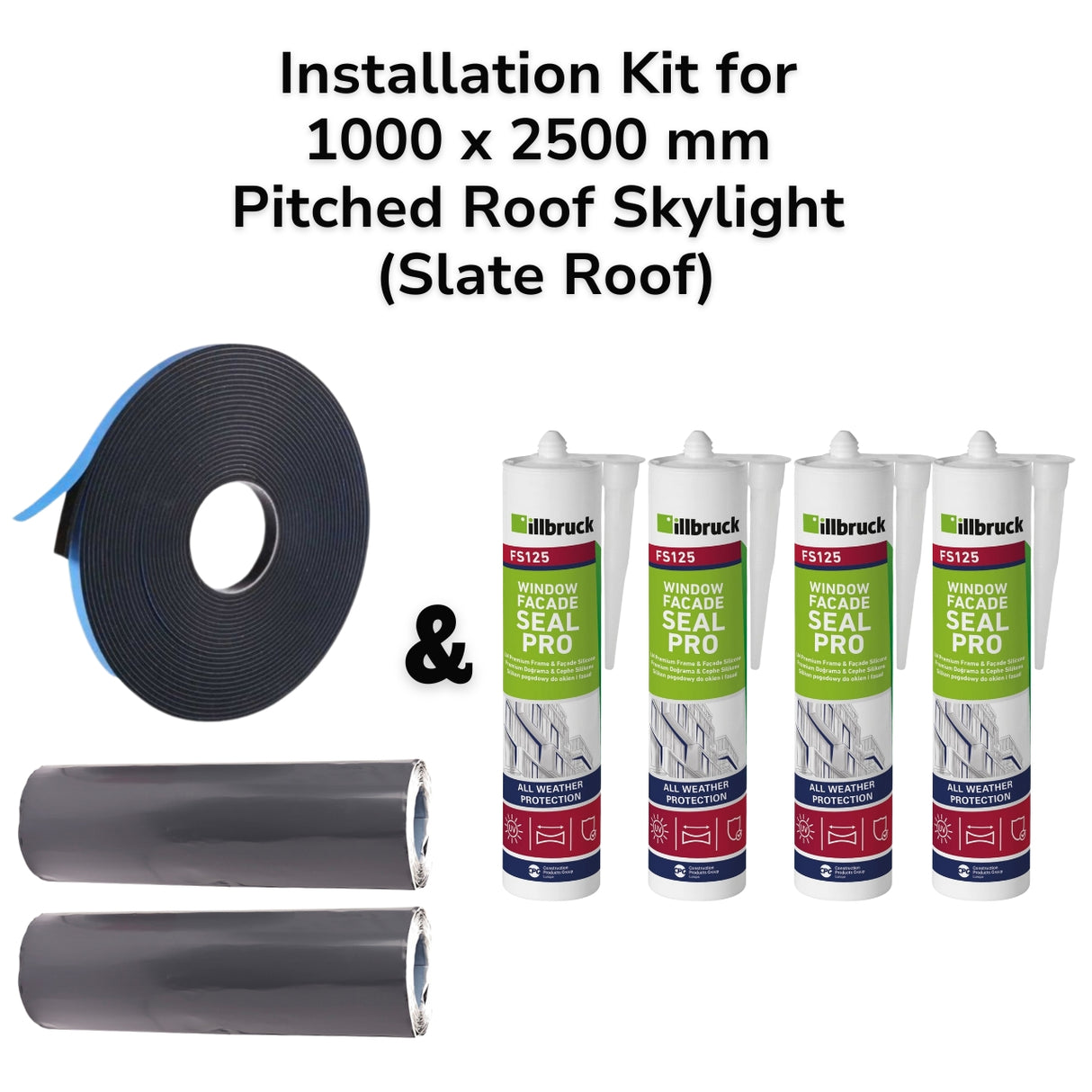 1000 x 2500 mm Pitched Roof Skylight (Slate Roof) Installation Kit