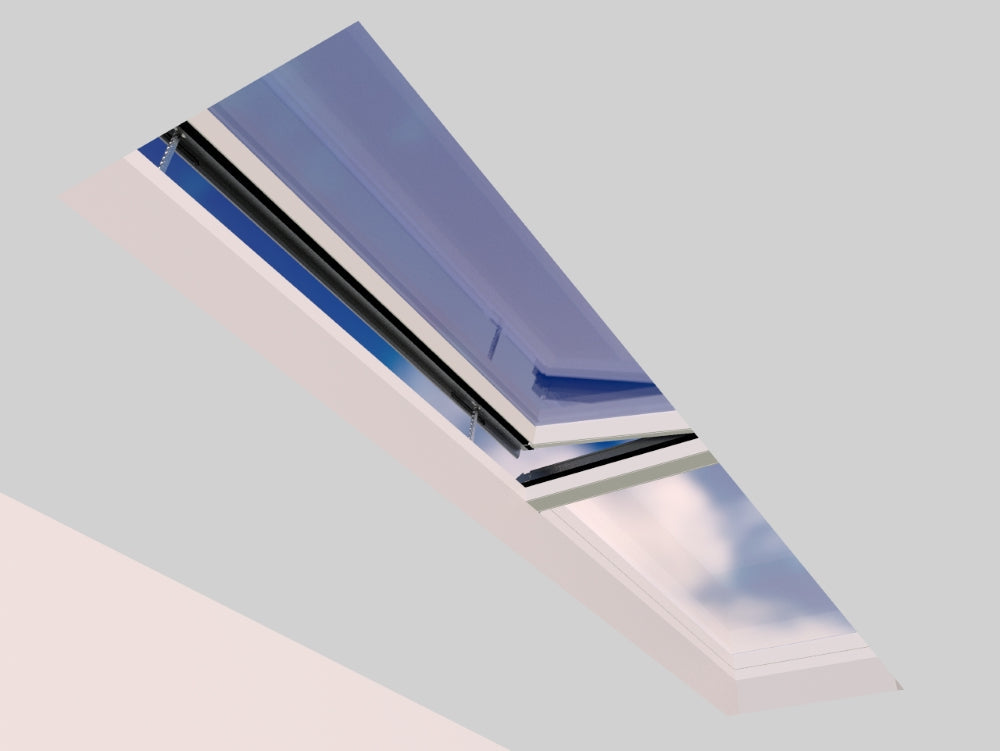 1000 x 5500 mm Electric Opening Glass Link Modular Skylight (1 Fixed 1 Opening)