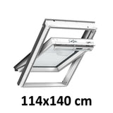 114x140 cm VELUX GGU SK08 0067 Manual Centre-Pivot Roof Window | White Polyurethane Maintenance Free | Triple Glazed.