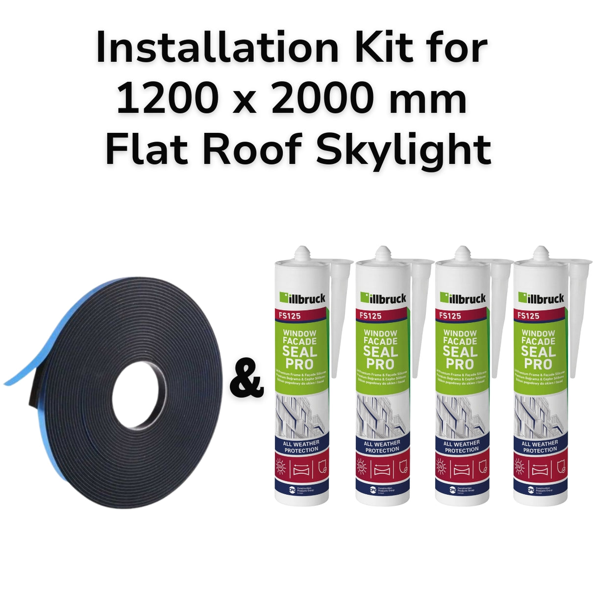 1200 x 2000 mm Flat Roof Skylight Installation Kit