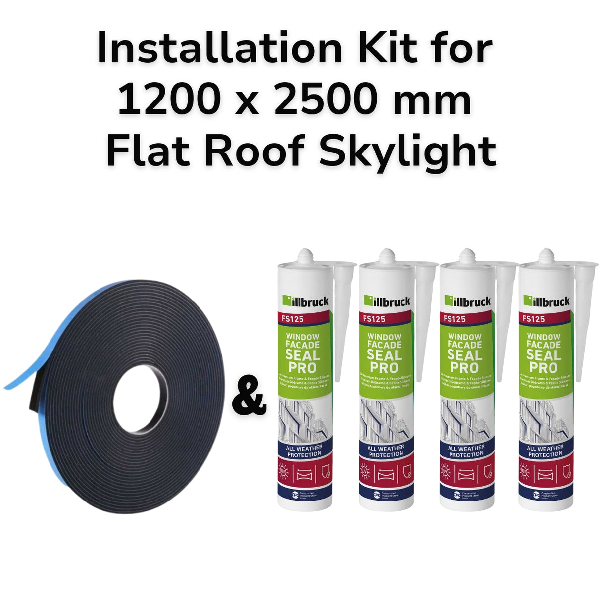 1200 x 2500 mm Flat Roof Skylight Installation Kit