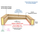 1200 x 2500 mm Insulated Upstand for Flat Roof Skylight