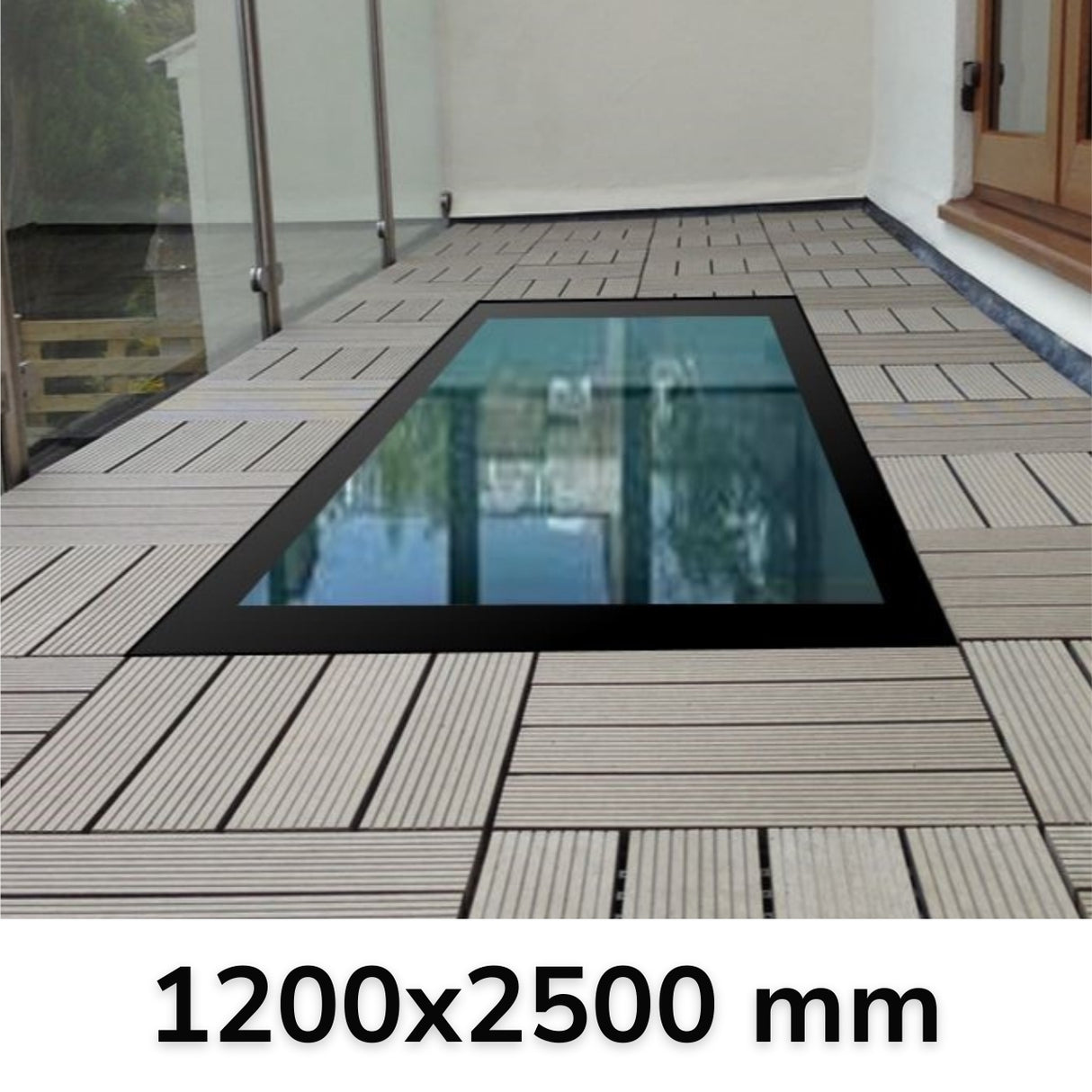 1200 x 2500 mm Framed Walk-on Skylight