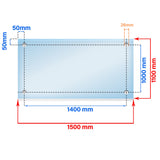 1500 x 1100 mm LD Toughened Laminated Glass Juliet Balcony