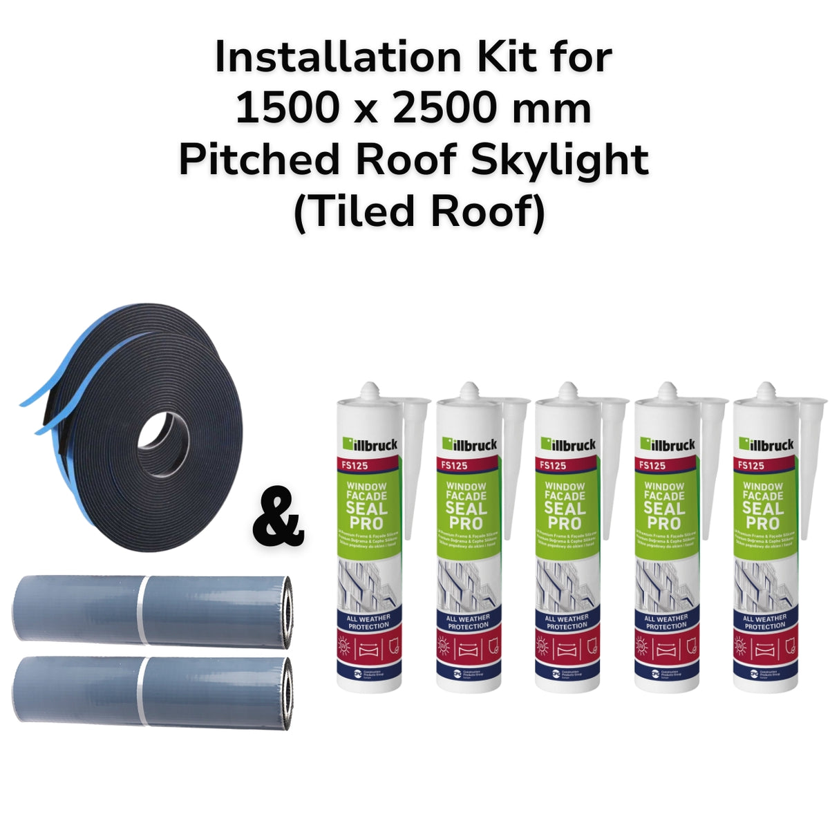 1500 x 2500 mm Pitched Roof Skylight (Tiled Roof) Installation Kit