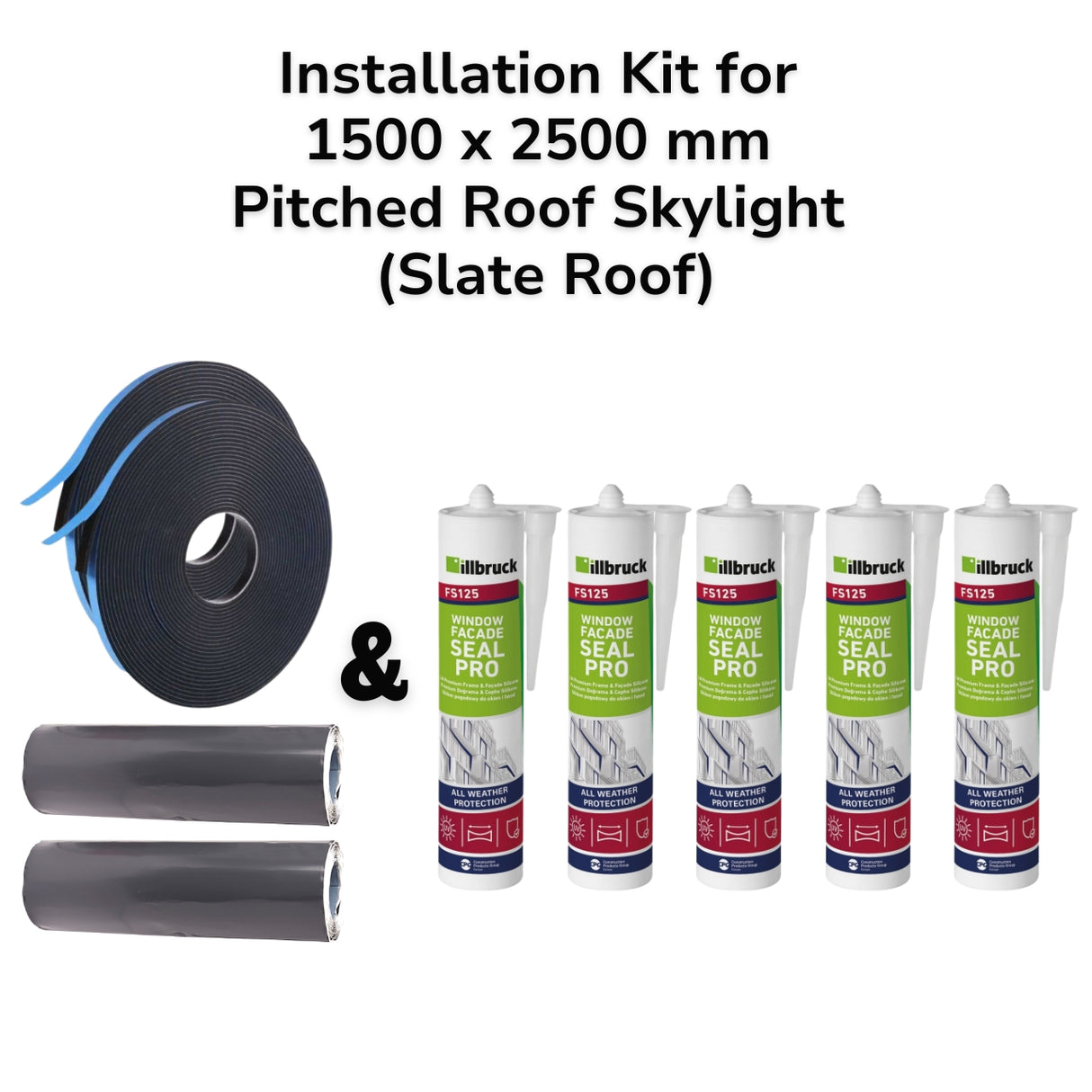 1500 x 2500 mm Pitched Roof Skylight (Slate Roof) Installation Kit