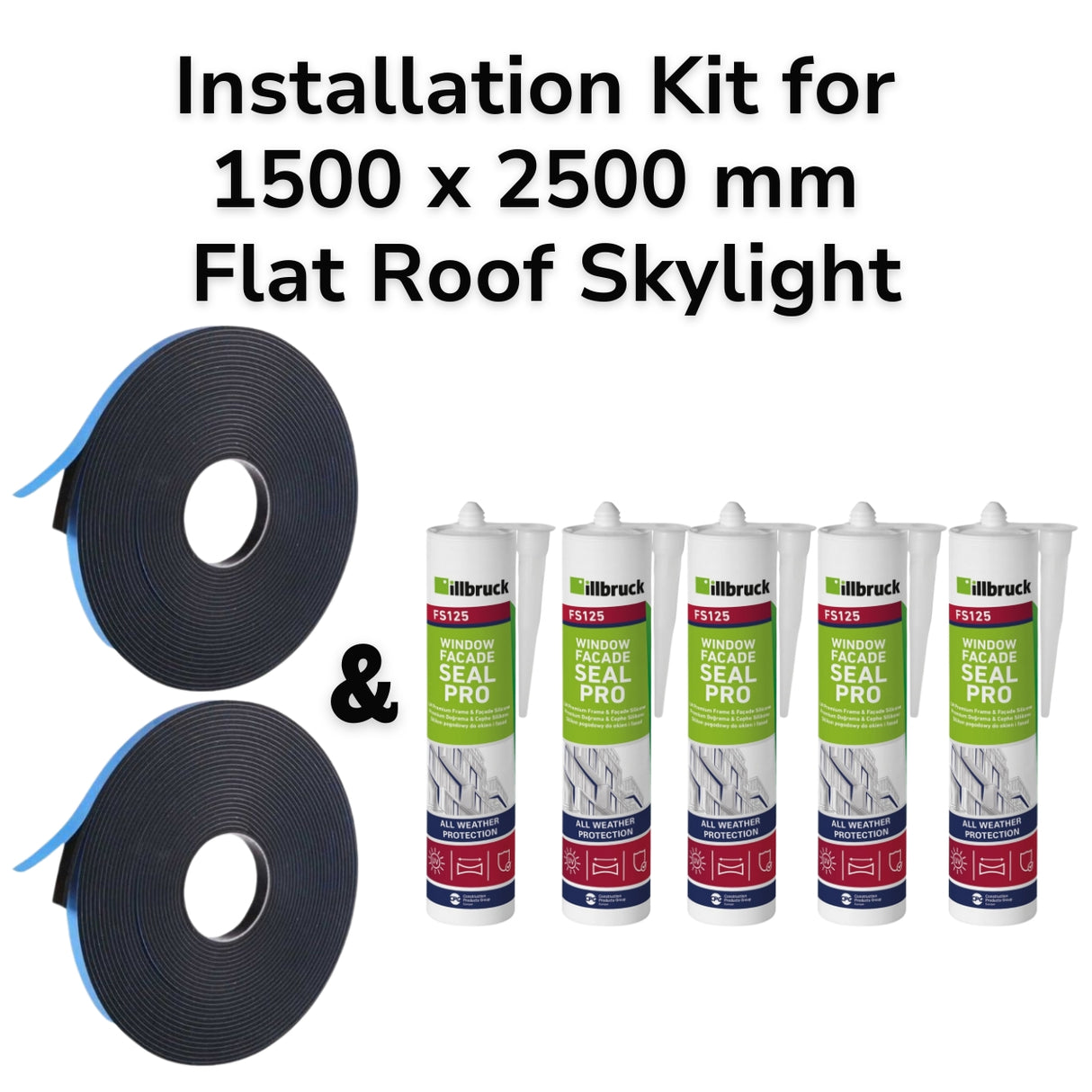 1500 x 2500 mm Flat Roof Skylight Installation Kit