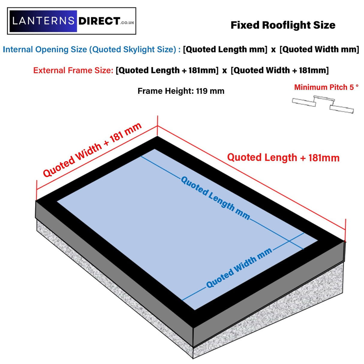 1000 x 1000 mm LD Framed Flat Roof Skylight