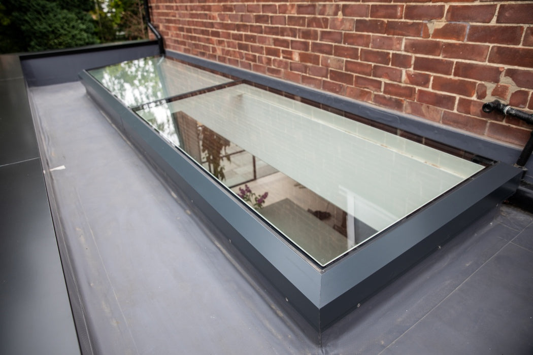 1500 x 5000 mm Electric Opening Glass Link Modular Skylight (1 Fixed 1 Opening)