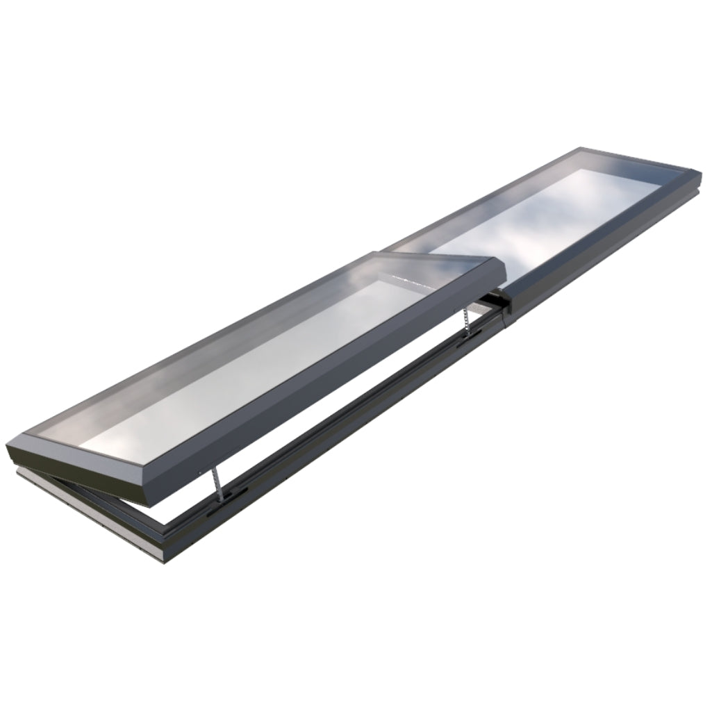 1000 x 5500 mm Electric Opening Glass Link Modular Skylight (1 Fixed 1 Opening)