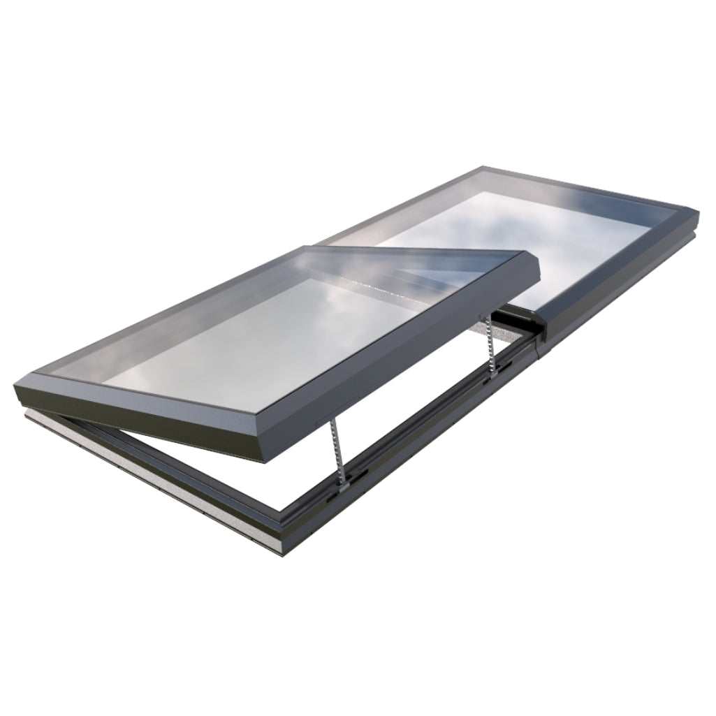 1500 x 3500 mm Electric Opening Glass Link Modular Skylight (1 Fixed 1 Opening)