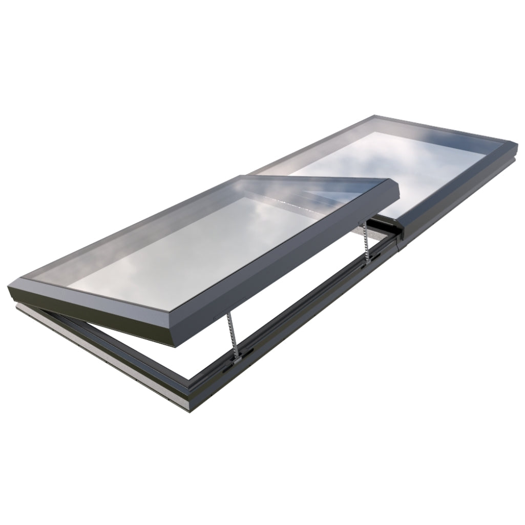 1500 x 4000 mm Electric Opening Glass Link Modular Skylight (1 Fixed 1 Opening)