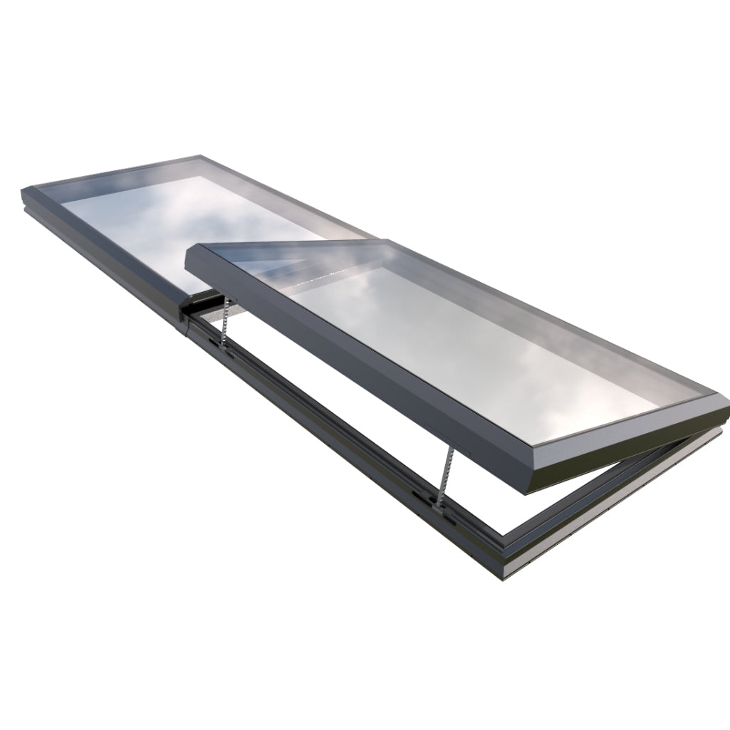 1500 x 5000 mm Electric Opening Glass Link Modular Skylight (1 Fixed 1 Opening)