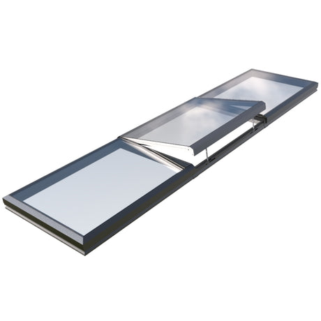 1500 x 6000 mm Electric Opening Glass Link Modular Skylight (2 Fixed 1 Opening)