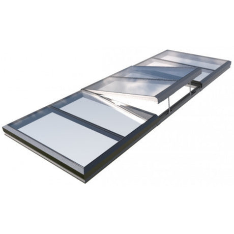 2000 x 6000 mm Electric Opening Glass Link Modular Skylight (2 Fixed 1 Opening)