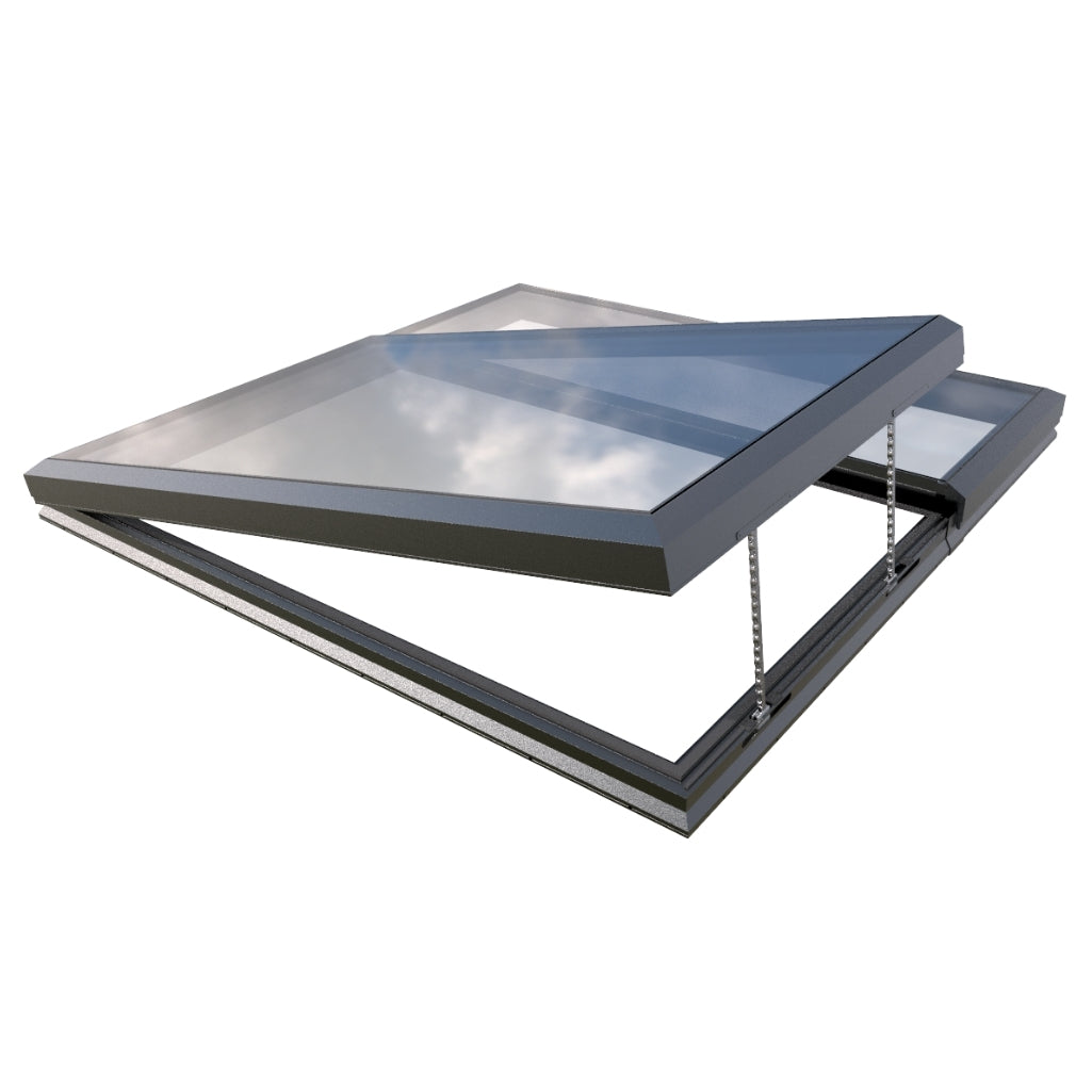 2500 x 2500 mm Electric Opening Glass Link Modular Skylight (1 Fixed 1 Opening)