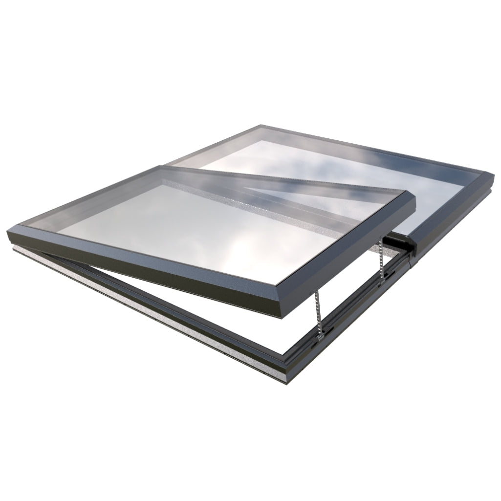 2500 x 3000 mm Electric Opening Glass Link Modular Skylight (1 Fixed 1 Opening)