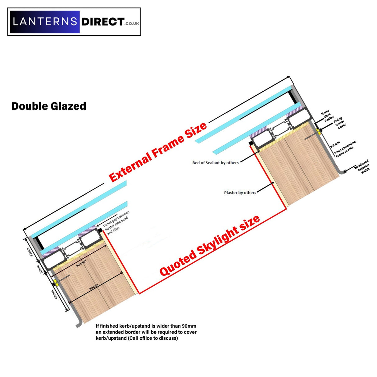 1000 x 2500 mm LD Framed Pitched Roof Skylight