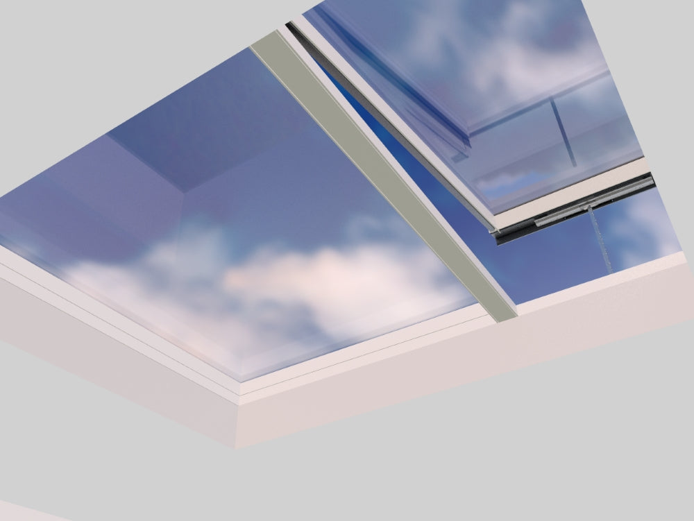 2000 x 2500 mm Electric Opening Glass Link Modular Skylight (1 Fixed 1 Opening)