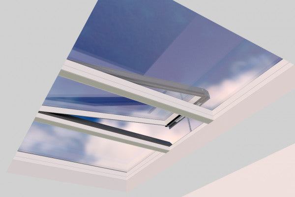 2000 x 3500 mm Electric Opening Glass Link Modular Skylight (2 Fixed 1 Opening)