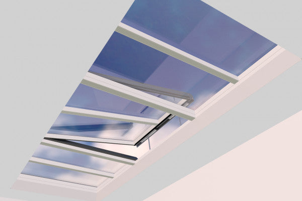 2000 x 5500 mm Electric Opening Glass Link Modular Skylight (2 Fixed 1 Opening)