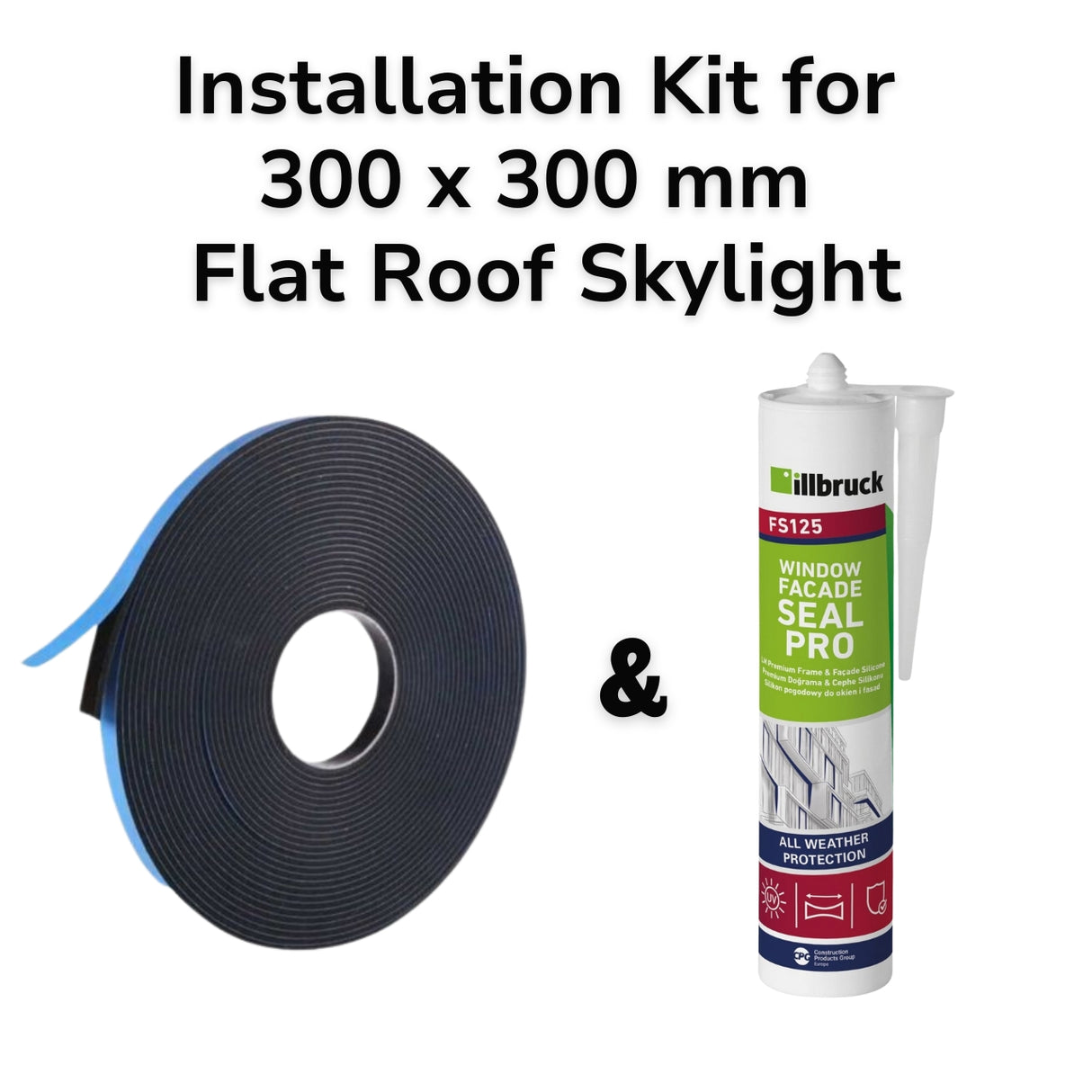 300 x 300 mm Flat Roof Skylight Installation Kit